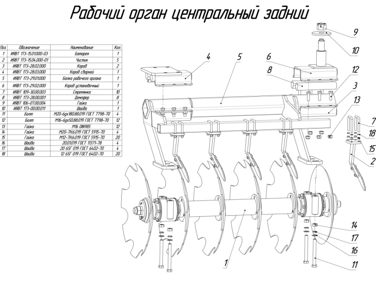ЗАПЧАСТИ К БОРОНА ПРИЦЕПНАЯ ДИСКОВАЯ БПД-9А (с 2025 г.)