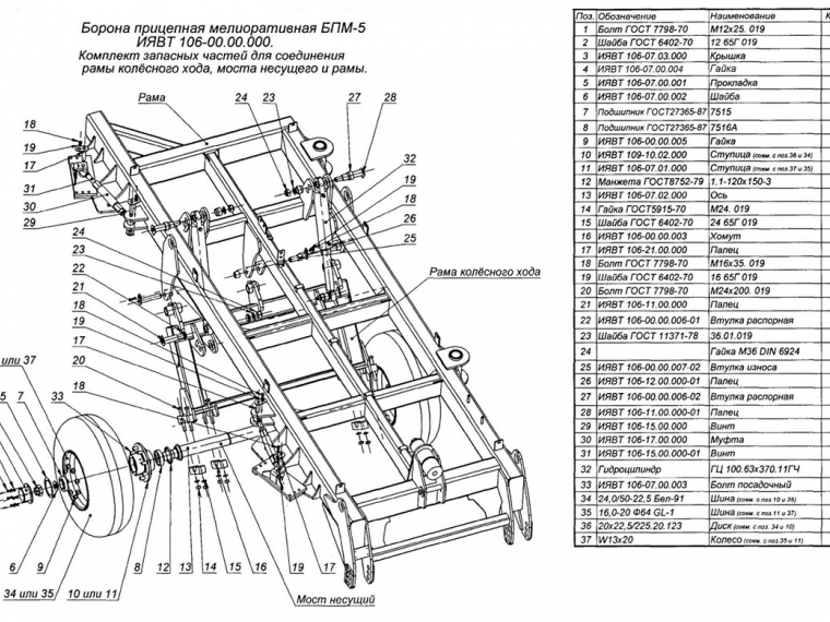 ЗАПЧАСТИ К БОРОНЕ МЕЛИОРАТИВНОЙ БПМ-5-1